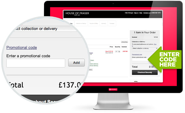 where to use this House of Fraser code