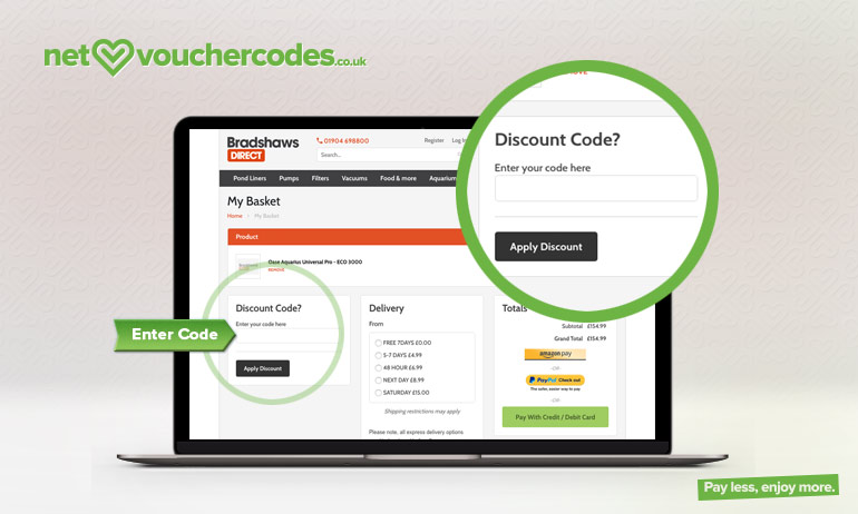 bradshawsdirect where to enter code