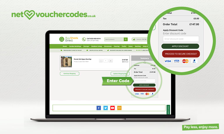 buyshedsdirect where to enter code