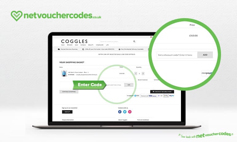 Where to enter your Coggles discount code