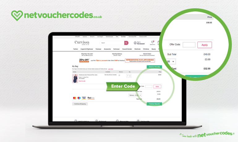 Where to enter your Curvissa Discount Code.