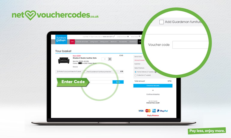 furniture village where to enter code