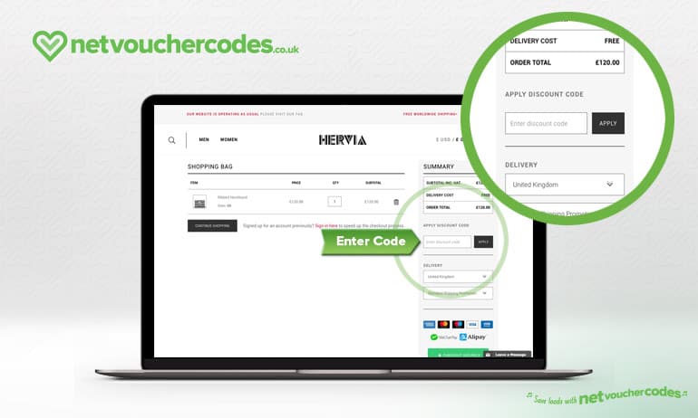 Where to enter your Hervia Discount code