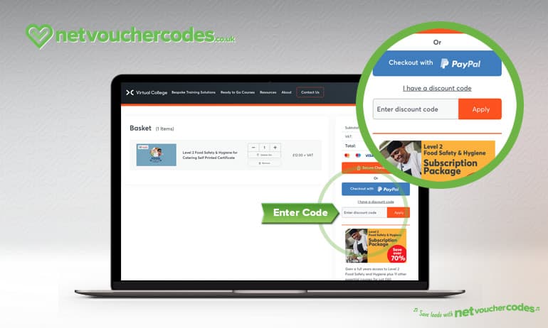 Where to enter your Virtual College Discount Code